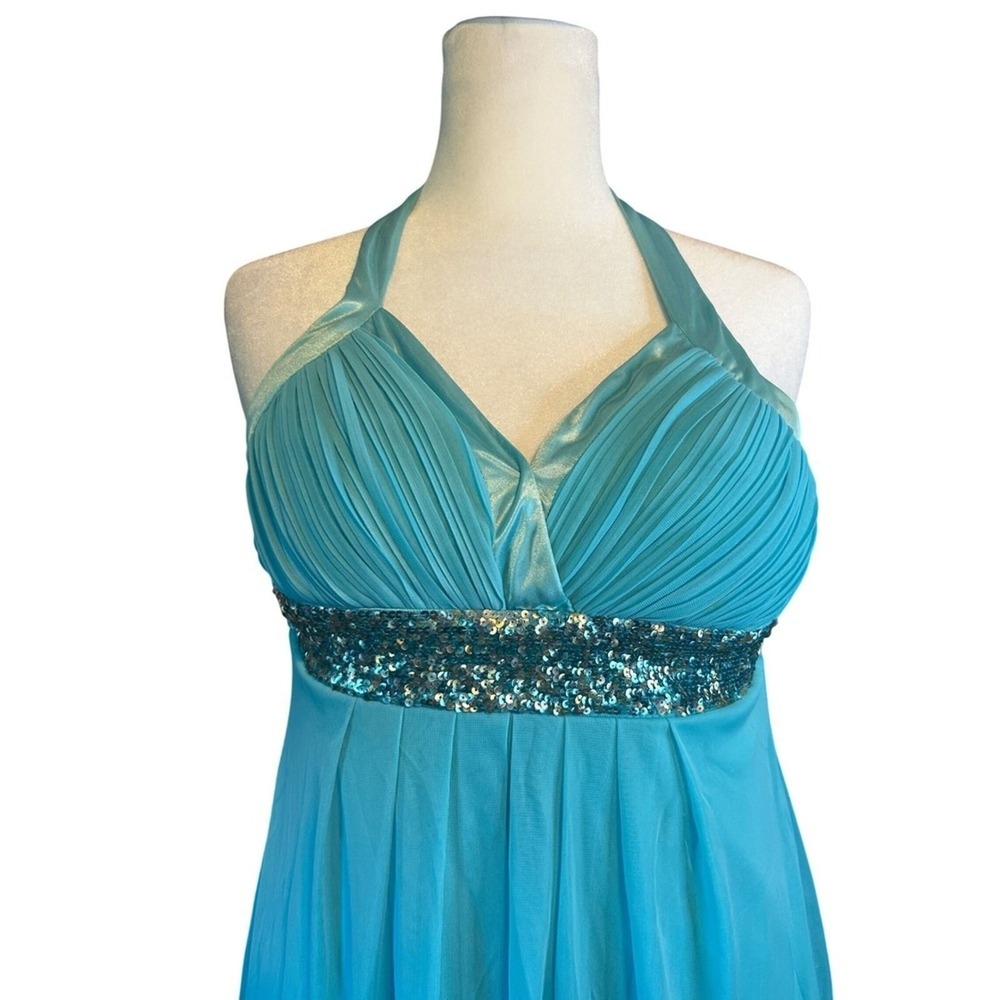 Y2K 2000s Womens Halter Mini Dress Size M Mermaid Sequin Pleated Prom Homecoming